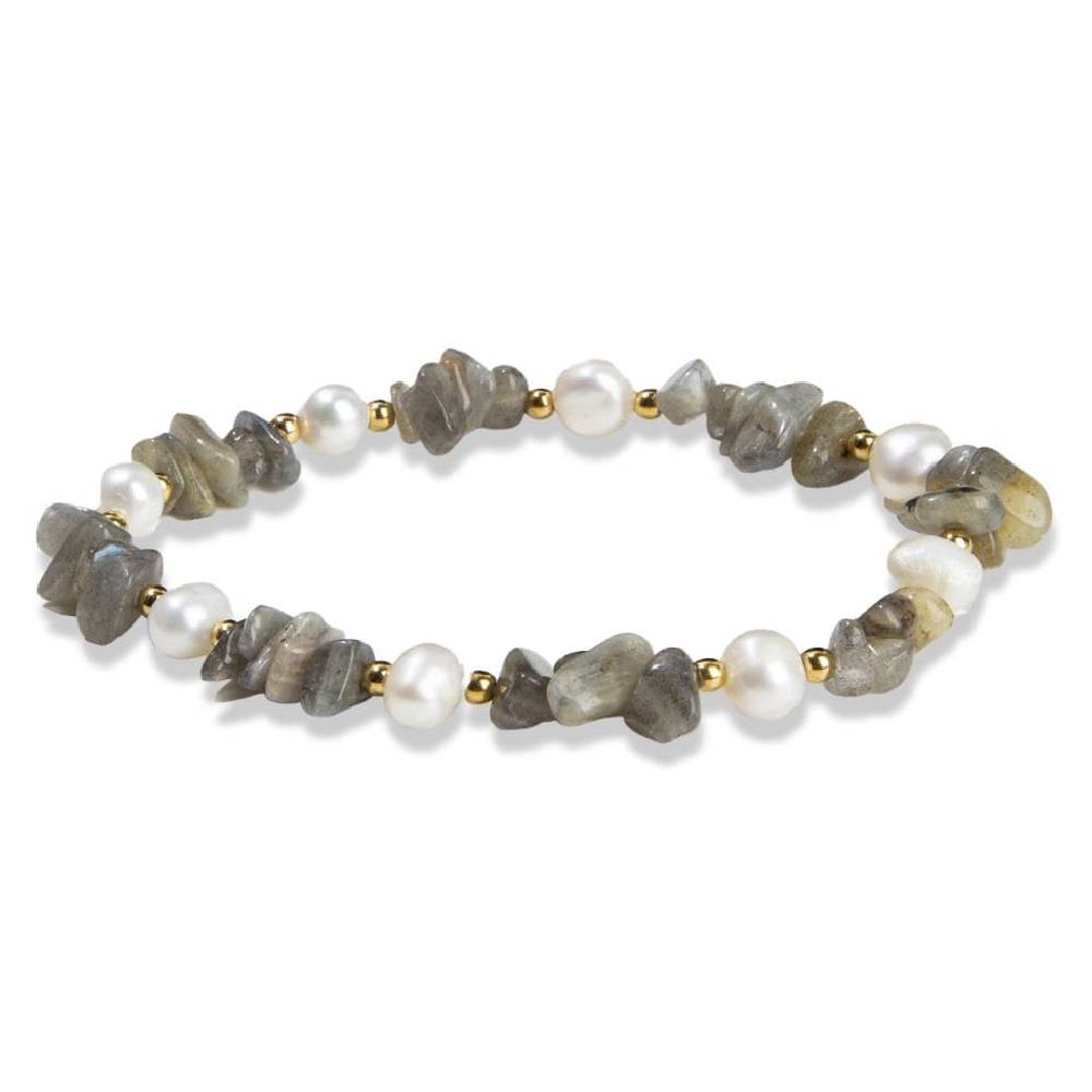 Rokassprādze MIX Chips Labradorīts un Saldūdens Pērles / Labradorite & Freshwater Pearls Chips