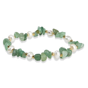 Rokassprādze MIX Chips Aventurīns un Saldūdens Pērles / Green Aventurine & Freshwater Pearls Chips