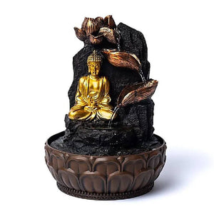 Meditating buddha with lotus water fountain 19.5x19.5x27cm