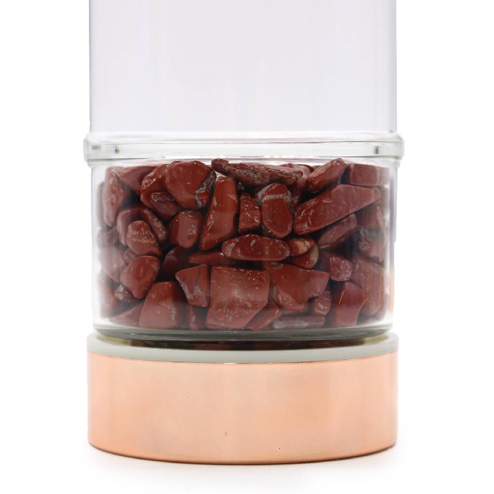 Stikla Pudele ar Kristāliem un Tējas Sietiņu Sarkanā Jašma / Red Jasper 500ml