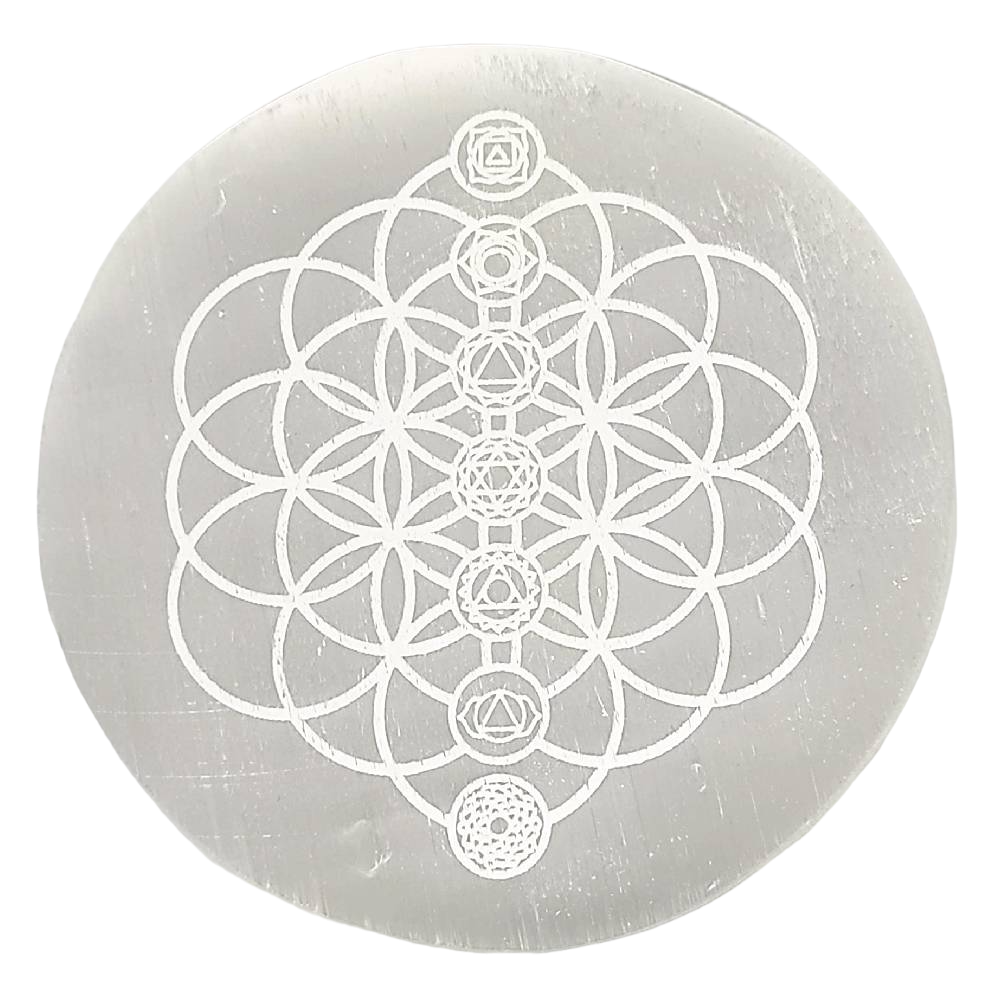 Akmens Selenīts / Selenite Circle Base 7 Chakra Ø14cm