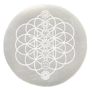 Akmens Selenīts / Selenite Circle Base 7 Chakra Ø14cm