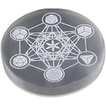 Ielādēt attēlu galerijas skatītājā, Akmens Selenīts / Selenite Circle Base Metatron Ø18cm
