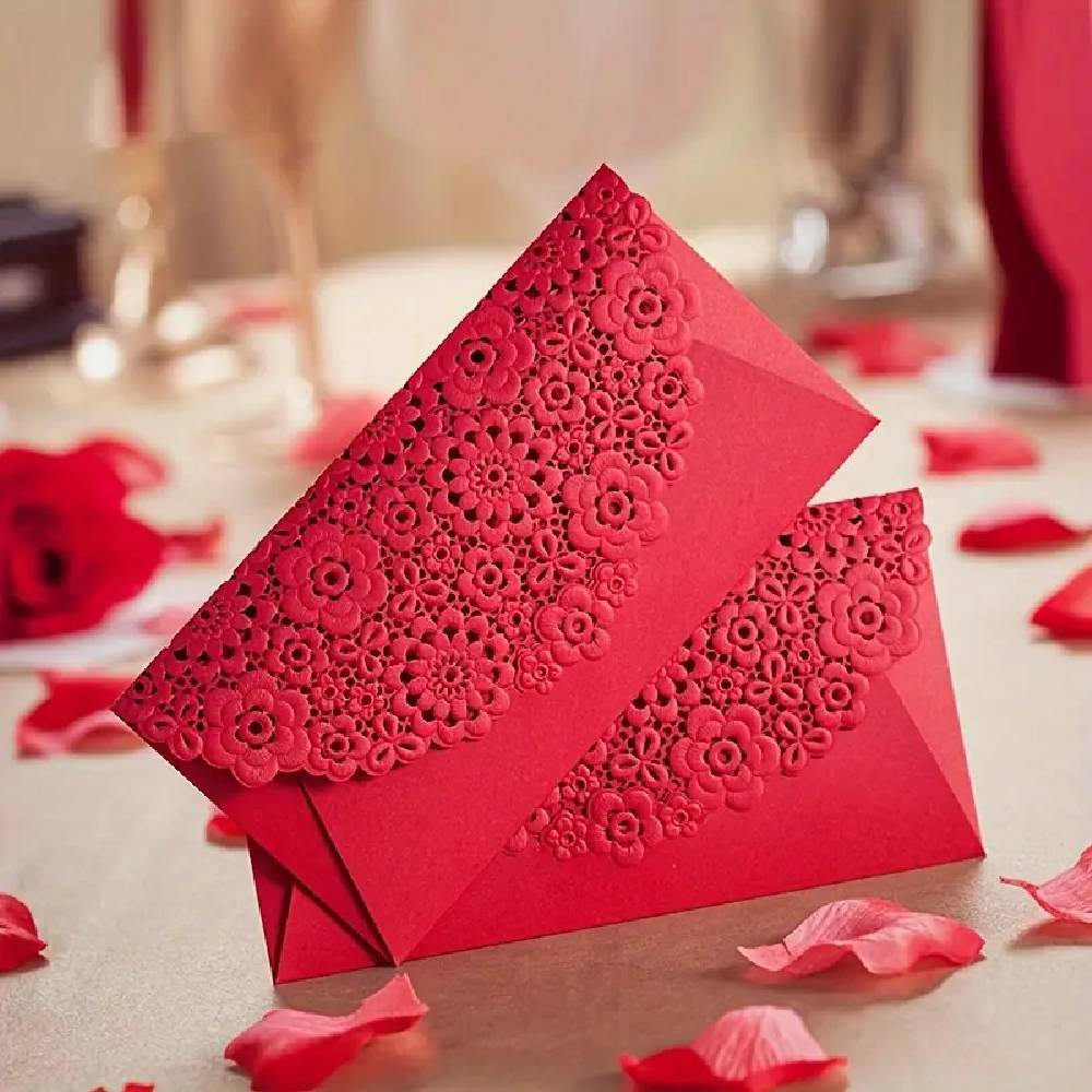 Tradicionālā Ķīniešu Sarkanā Aploksne Chinese Lucky Red Envelope Flowers