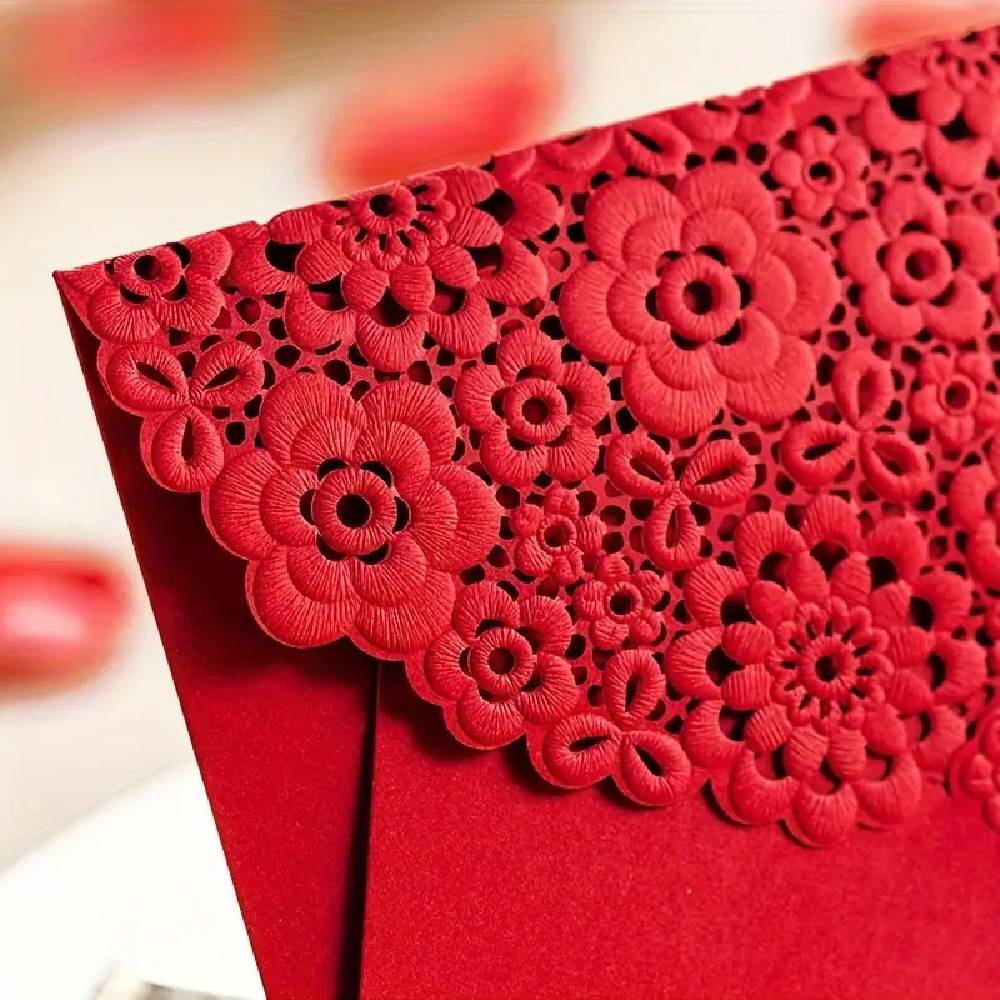 Tradicionālā Ķīniešu Sarkanā Aploksne Chinese Lucky Red Envelope Flowers