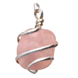 Kulons Rozā Kvarcs / Rose Quartz Pendant with Spiral in Silver Plating