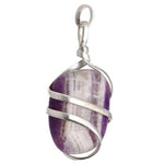 Ielādēt attēlu galerijas skatītājā, Kulons Ametists / Amethyst Pendant with Spiral in Silver Plating
