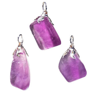 Kulons Fluorīts / Violetais Fluorīts Ķīna / Purple Fluorite with metal eyelet 1.5cm - 3cm