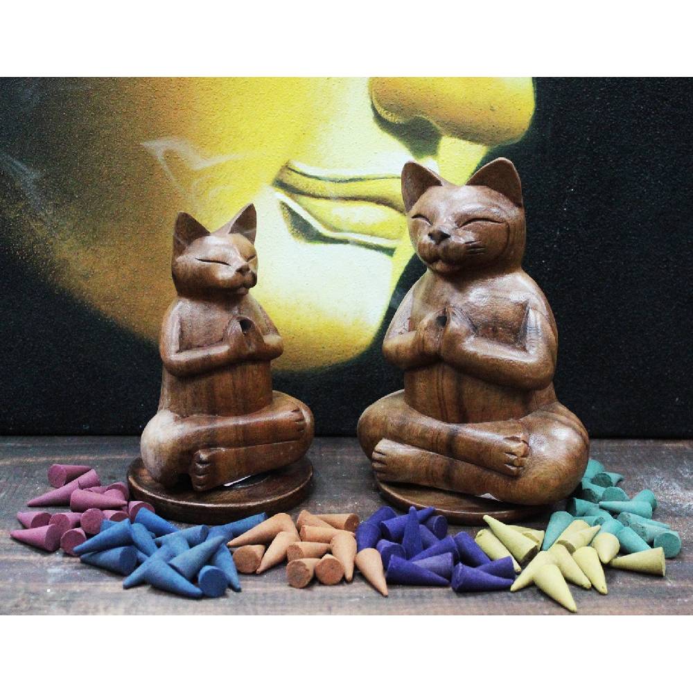 Paliktnis Konusiem Koka Figūriņa Yoga Cat 31x13.5x6cm