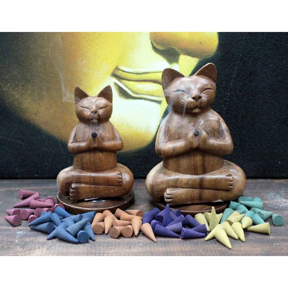 Paliktnis Konusiem Koka Figūriņa Yoga Cat 31x13.5x6cm