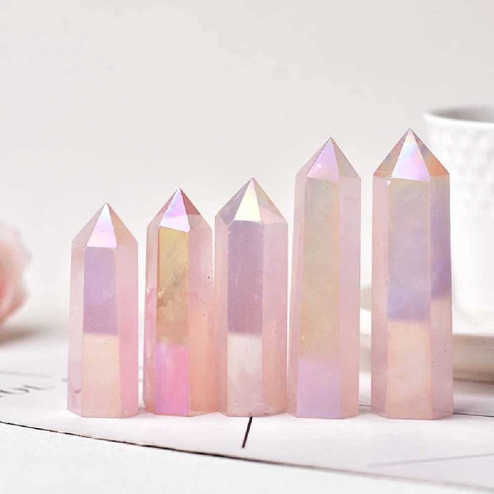 Akmens Enģeļu Auras Kvarcs / Rozā Kvarcs / Angel Aura Rose Quartz 6-12cm