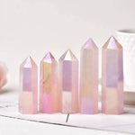 Load image into Gallery viewer, Akmens Enģeļu Auras Kvarcs / Rozā Kvarcs / Angel Aura Rose Quartz 6-12cm
