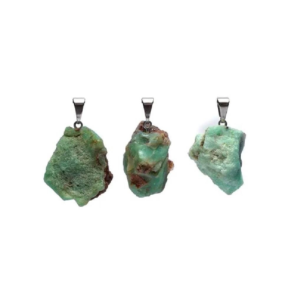 Chrysoprase rough gemstone pendant 2cm - 2.5cm