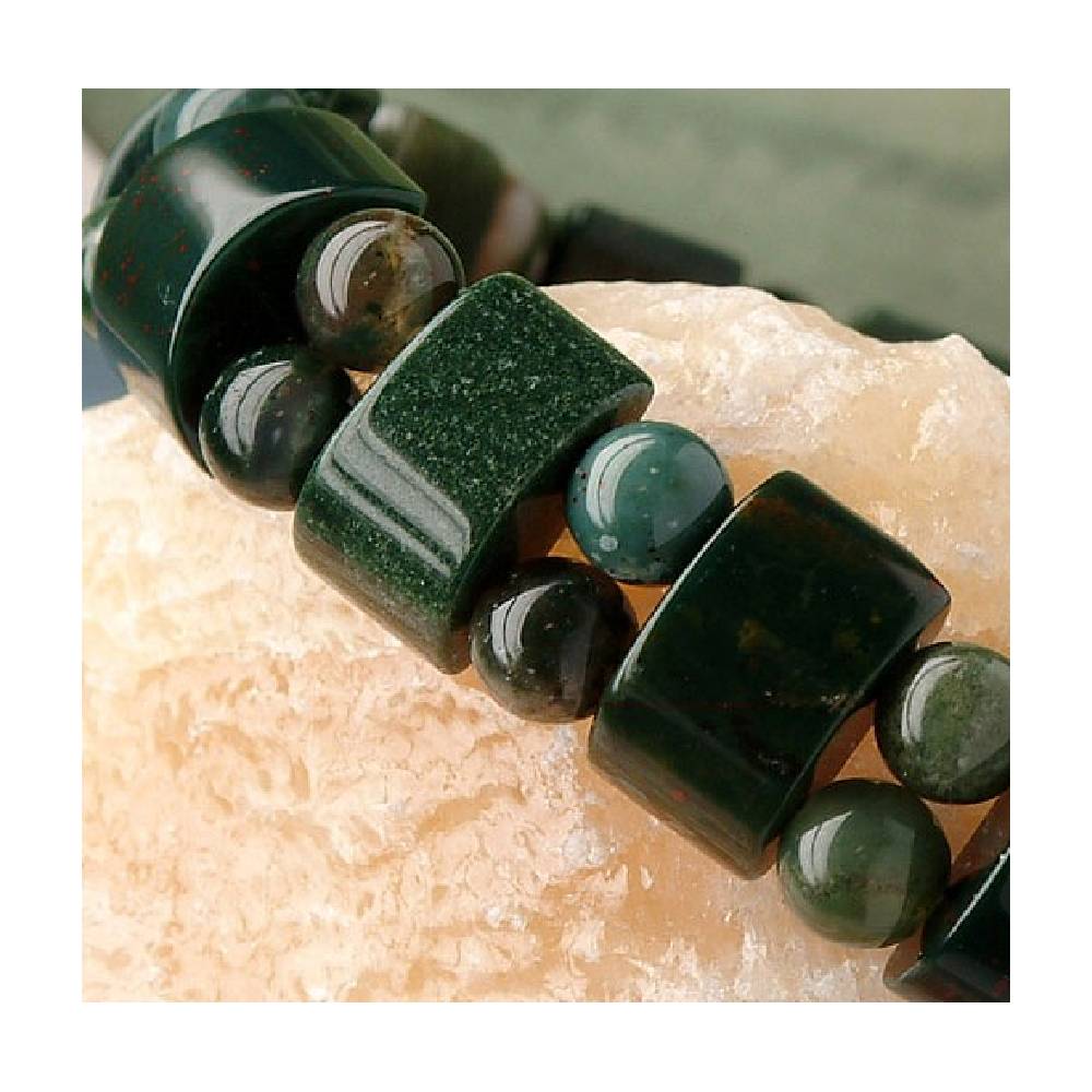 Stone Bracelet Moss Agate 14mm