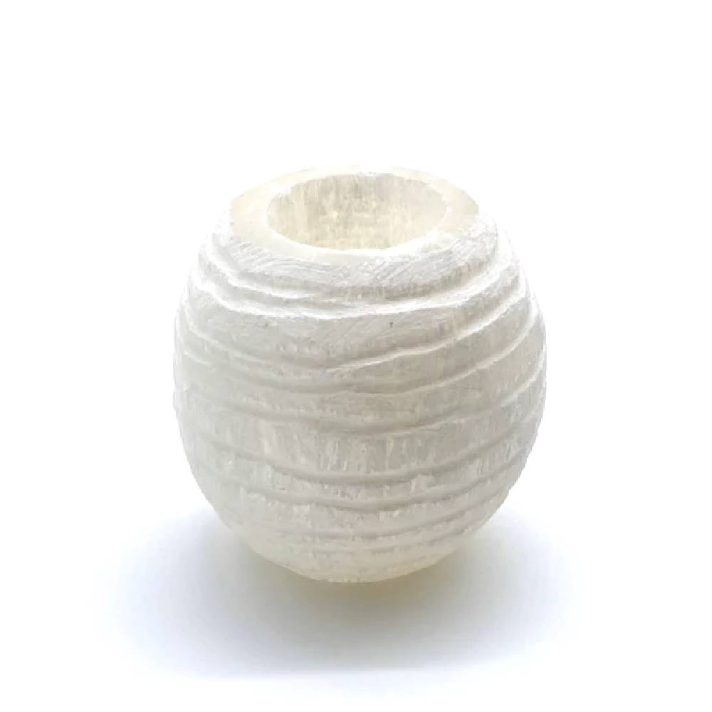 Svečturis Selenīts / Selenite Snowball Candle Holder 8cm