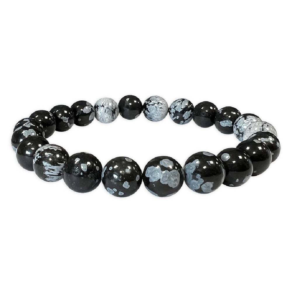 Rokassprādze Obsidiāns / Sniegpārslu Obsidiāns ASV / Snowflake Obsidian 6mm