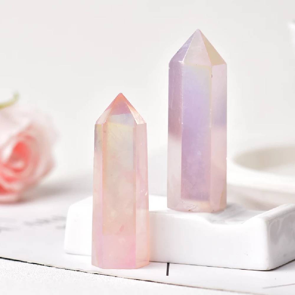 Akmens Enģeļu Auras Kvarcs / Rozā Kvarcs / Angel Aura Rose Quartz 6-12cm