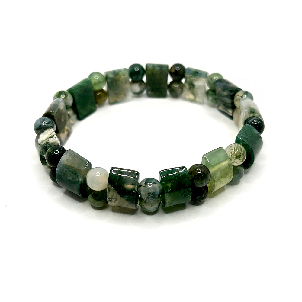 Stone Bracelet Moss Agate 14mm